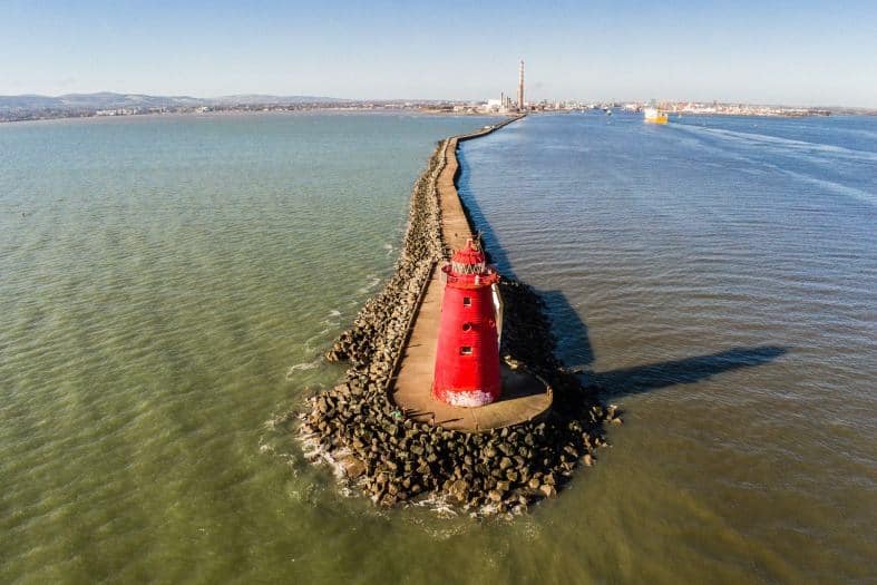 Big red lighthouse in Dublin Ireland