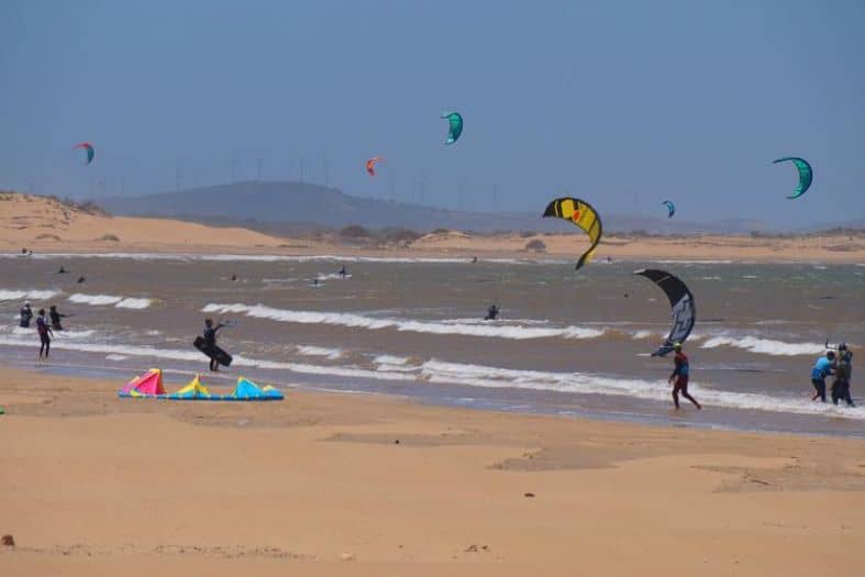 kitesurfing on the beach in Morocco