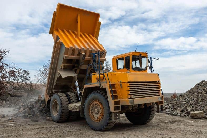 a big yellow dump truck