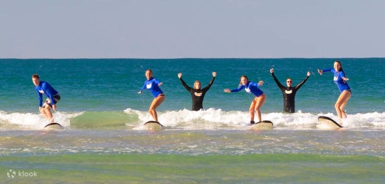 people learning to surf on the Gold Coast