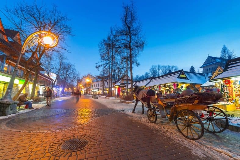snow covered streets in Poland