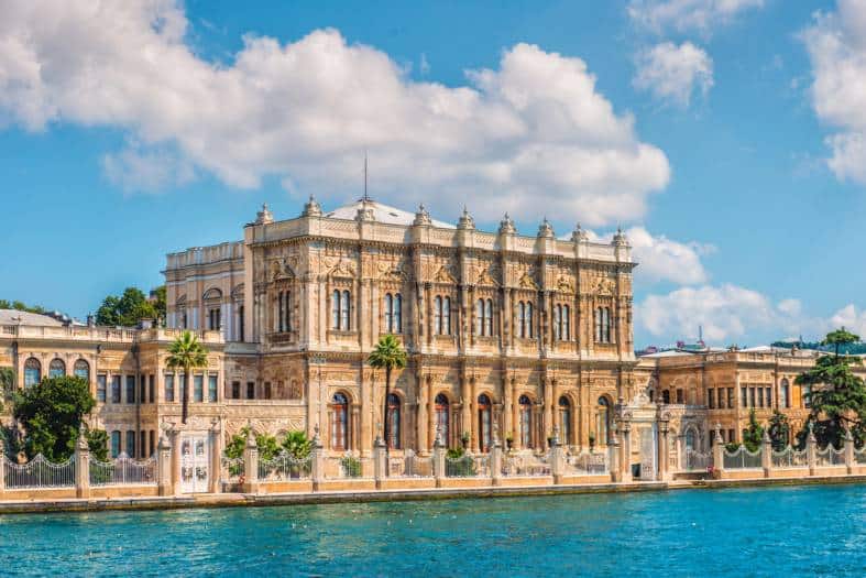 a palace sitting on water way in Istanbul Turkey
