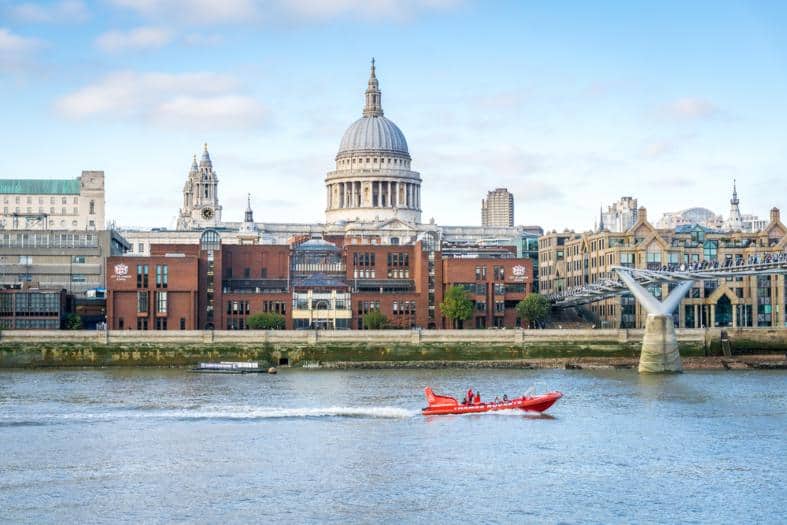 speed boat on the Thames River