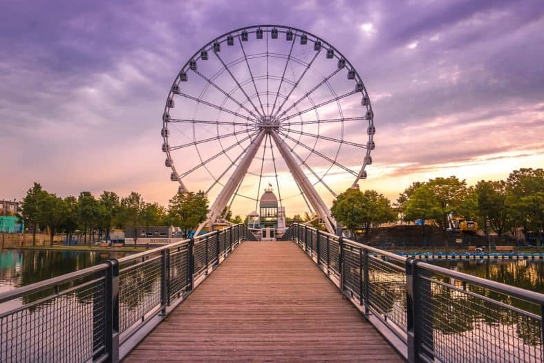 La Grande Roue, a majestic Ferris wheel, towering over Montreal's skyline.