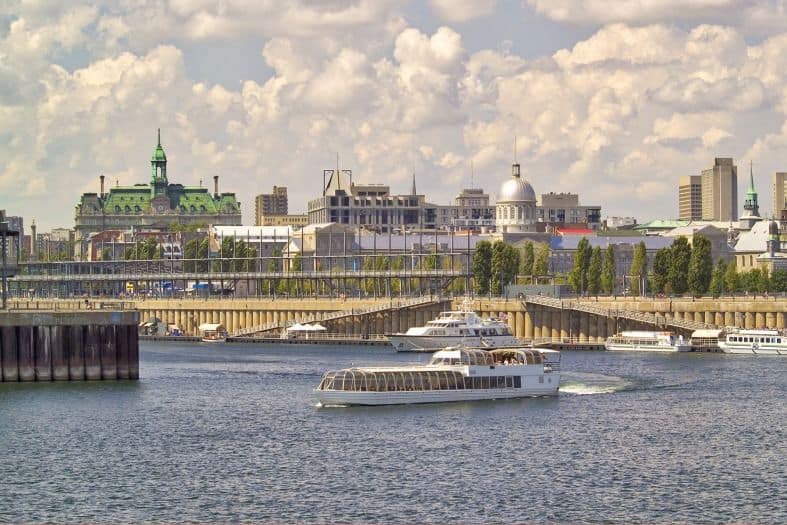 cruise boats on the river in Montreal