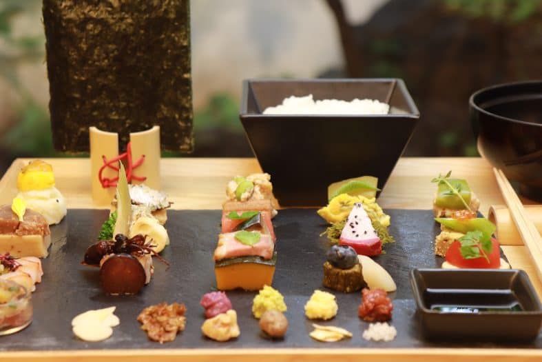 Contemporary sushi presented