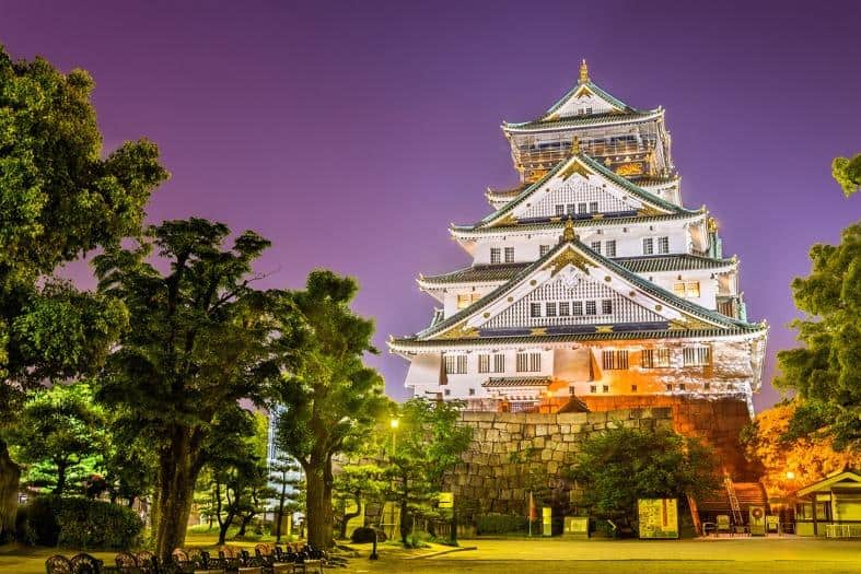 Osaka castles at night