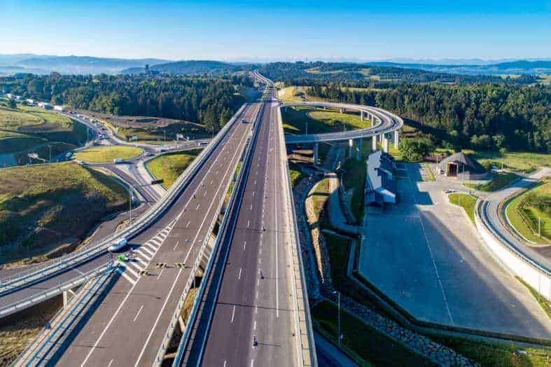 A section of the E77 highway that takes you from Krakow to Vienna