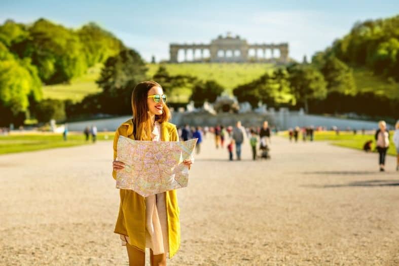 a tourist at Schönbrunn Palace,