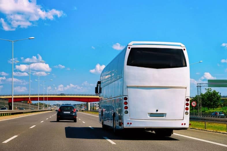 a bus on the highway in Poland