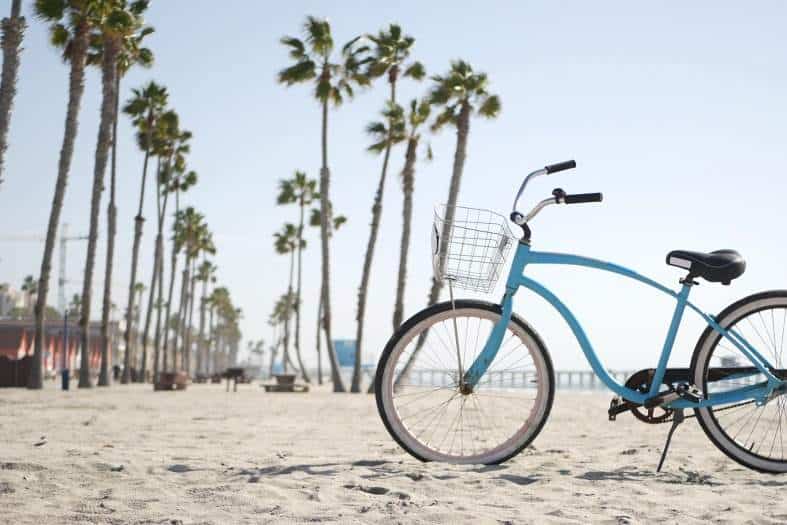 a bike on the beach in Los angeles
