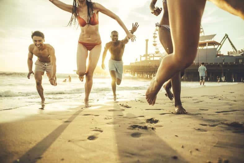 teens in Los Angeles having fun at the beach