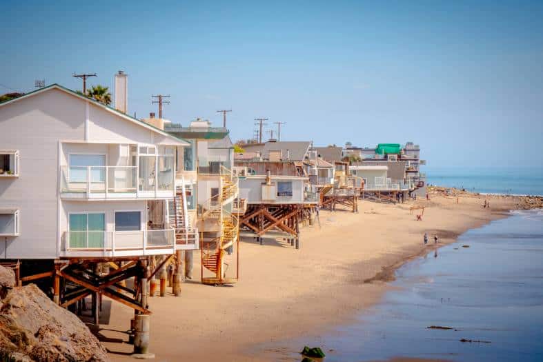 Malibu beach houses on the beach