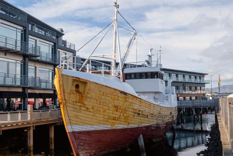A boat in the harbour at Reykjavík maritime Museum
