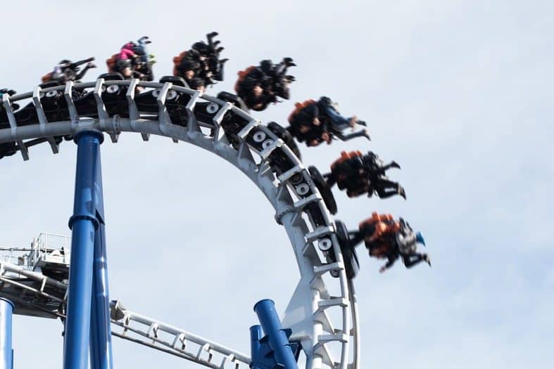 A rollercaoster at Gardaland Theme Park
