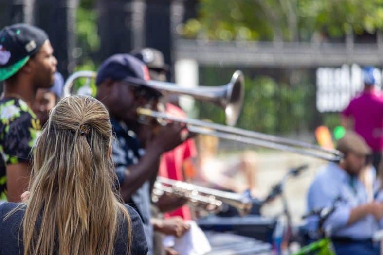 a teenage girl enjoying music in New Orleans