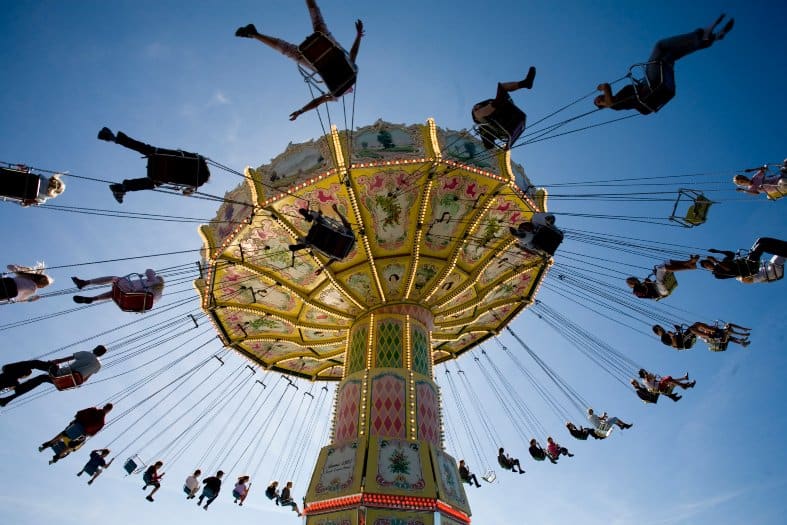 colorful carousel in motion at Gröna Lund in Stockholm