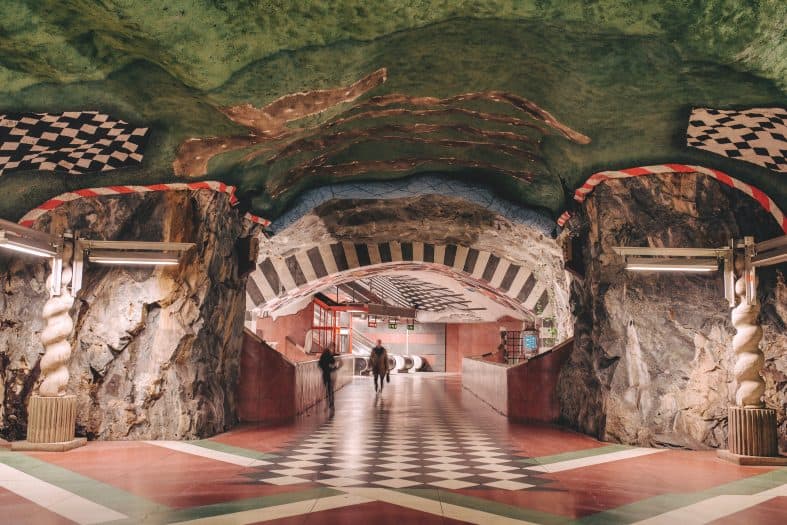 Subway in Stockholm are decorated