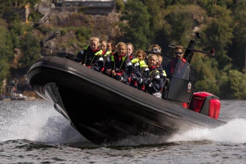 enjoying a speed boat on the waters around stockholm