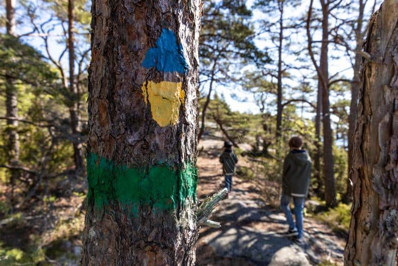 Two people on a walking trail near Stockholm