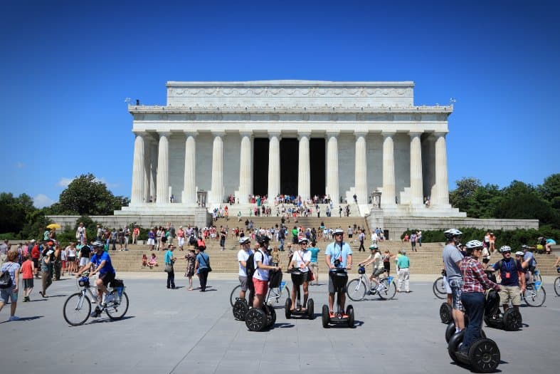 people enjoying a segway tour in Washington DC on a sunny day