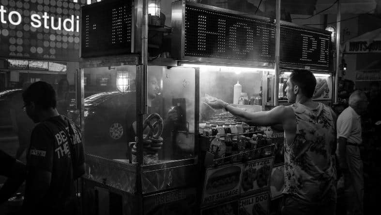 a street food van at night in EWashington dc