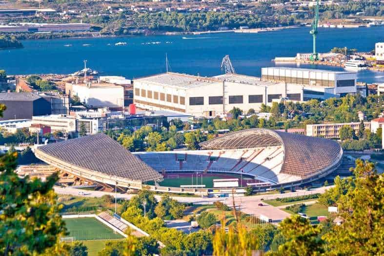 Aerial view of Hajduk Split Stadium in Split, Croatia