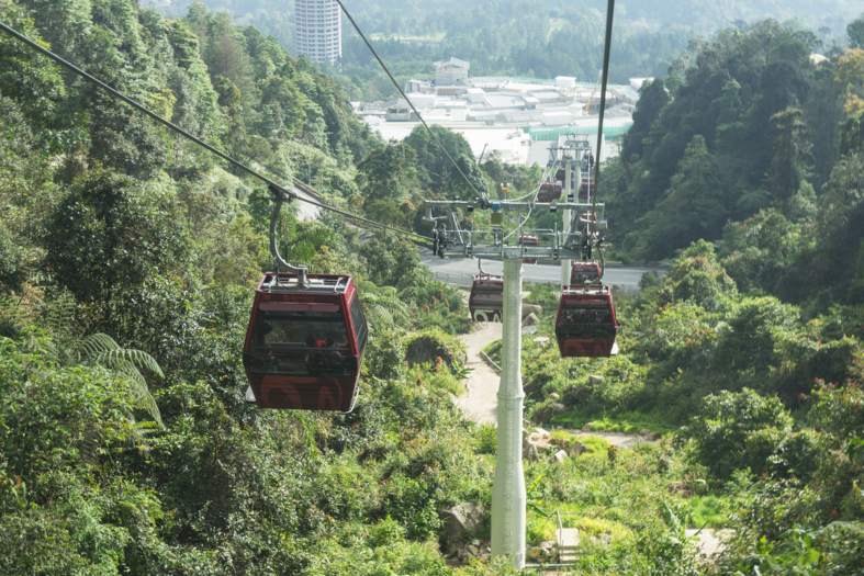 a cable car going up to Genting Highlands
