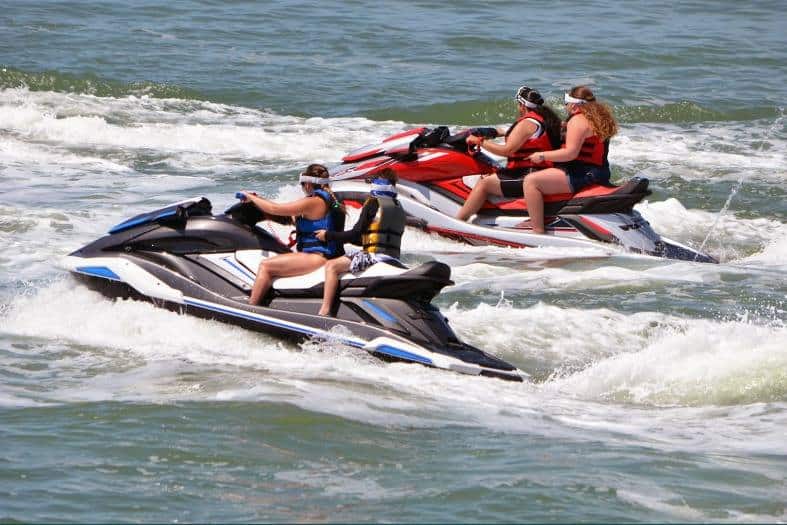 2 jet skis in the water at Miami Florida