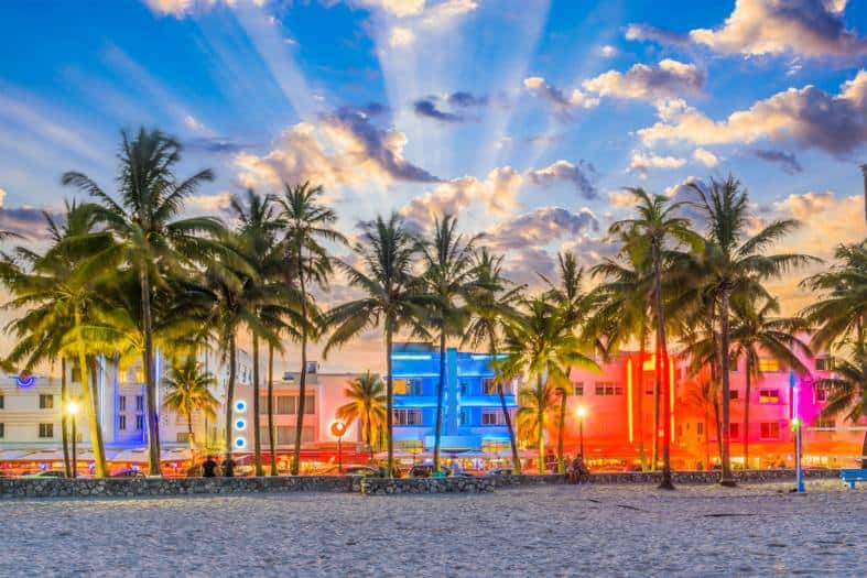 Looking back at the street from Miami Beach