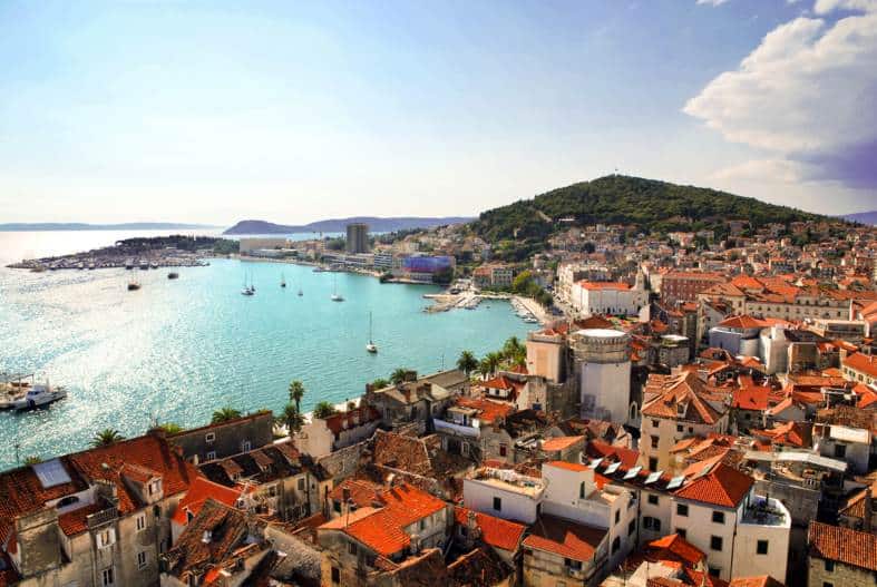 an elevated view of split old town and harbour