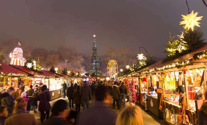 stalls selling christmas good at hyde park