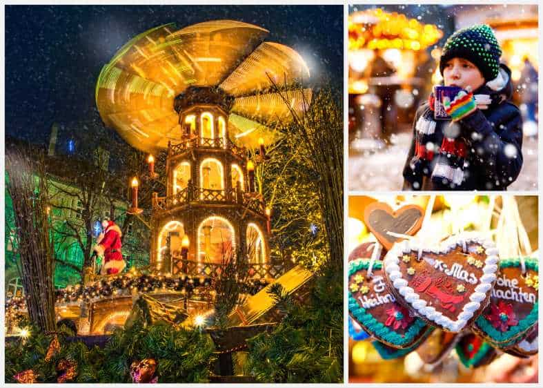 collage of pictures of scenes from the Munich Christmas markets