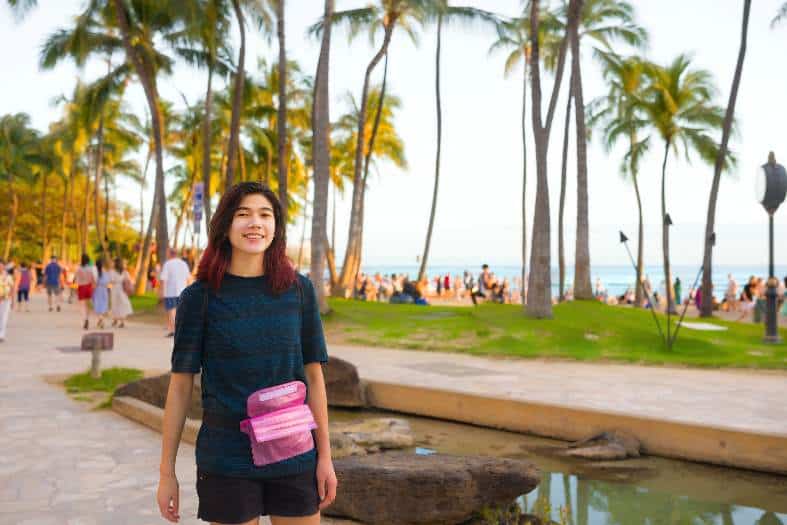 a teen age on vacation visiting Hawaii for an annual event