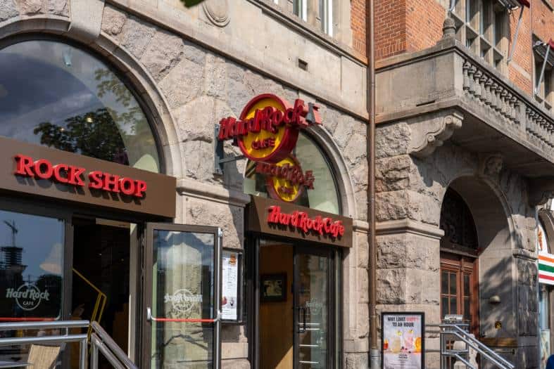 The entrance to the Hard Rock Cafe in Copenhagen
