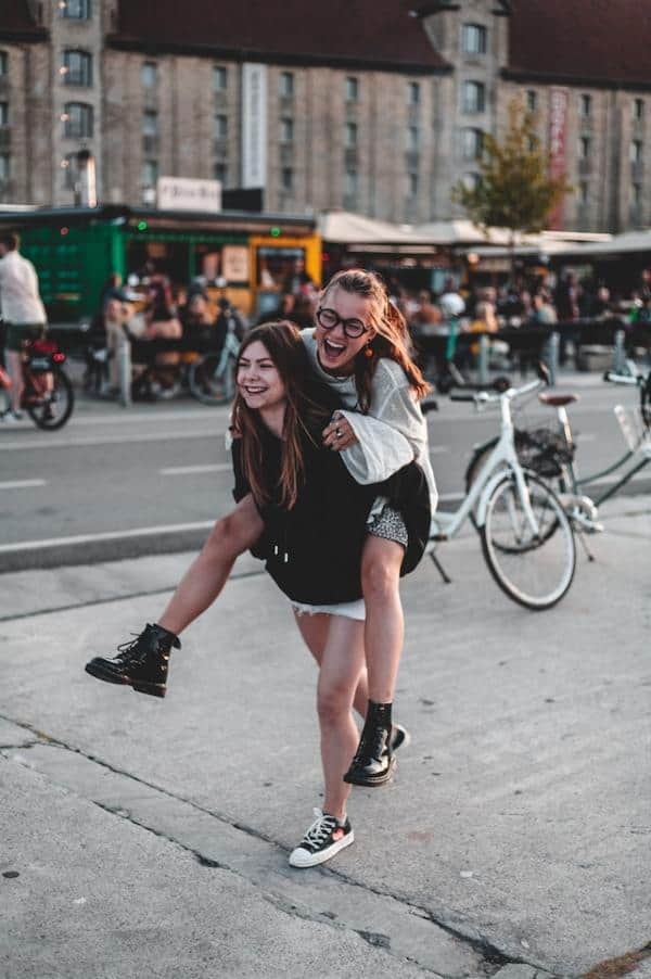 2 teenage girls having fun in Copenhagen