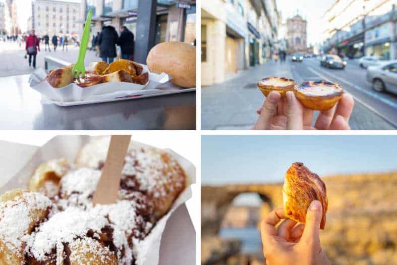 a collage of European street foods