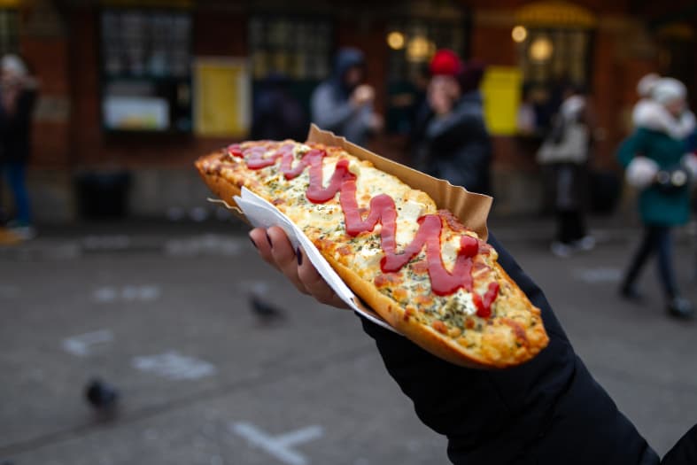 A type of sub sandwich with filling and grilled cheese in Poland