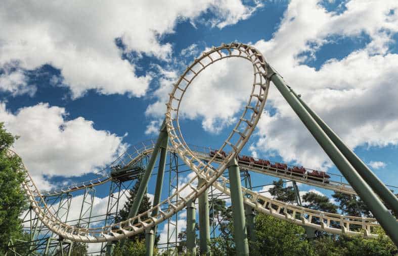 a rollercoaster in the netherlands with blue sky