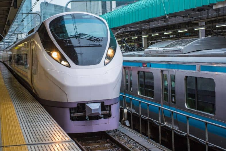 a japanese bullet train at the station