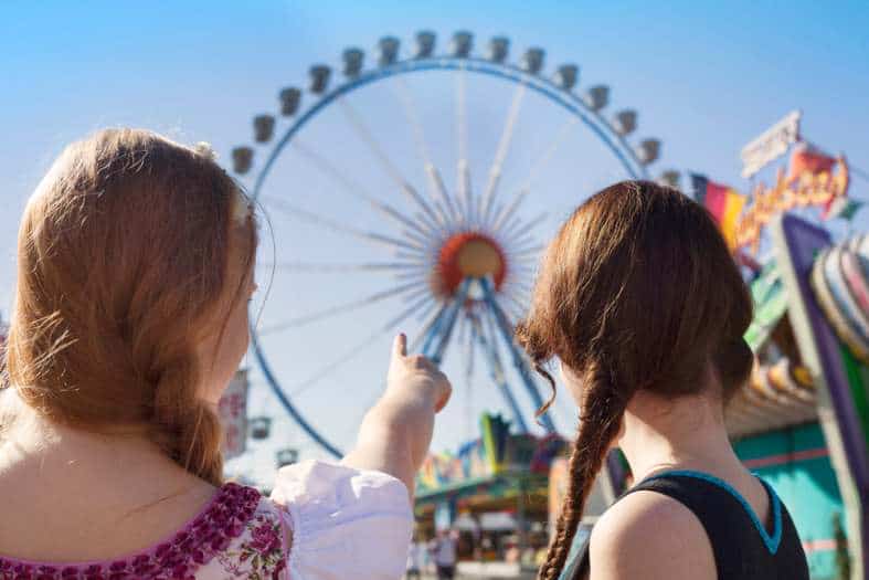 two teens girls at the Oktoberfest Carnival in Munich