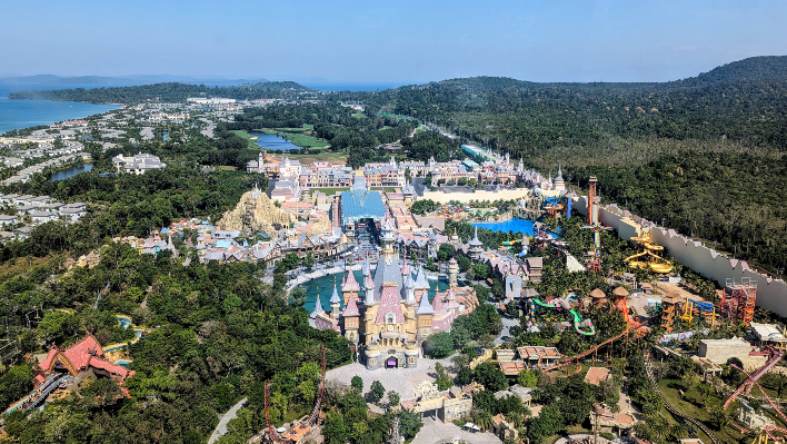 An ariel view of Vinwonders theme park in Vietnam