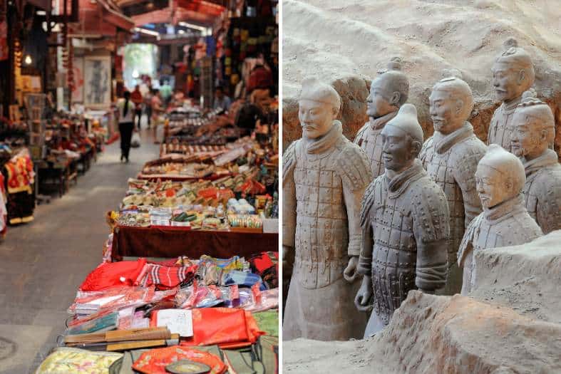 xian muslim quarter and terracotta warriors