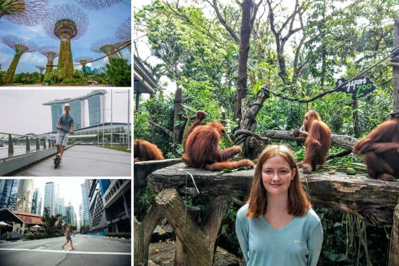 a collage of pictures of singapore with teens sightseeing