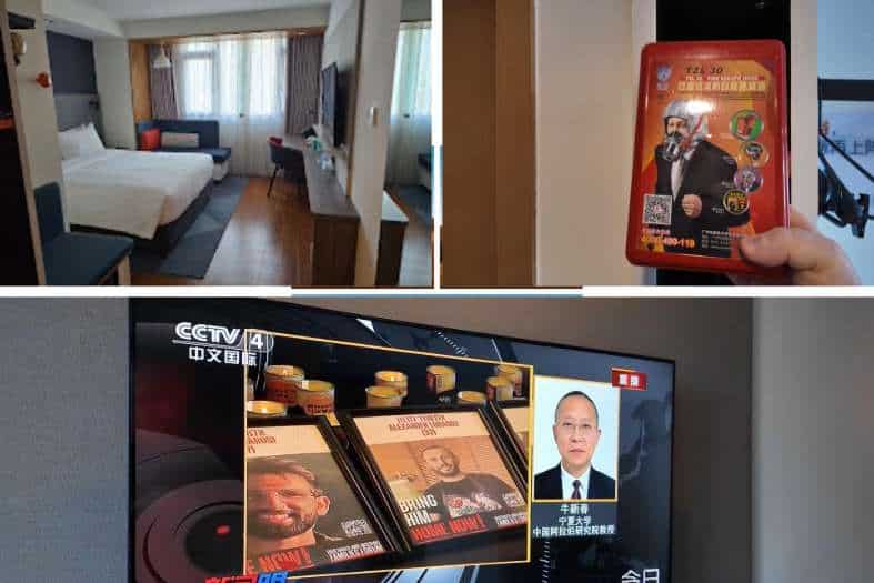 collage of room pictures from Holiday Inn Express Qingdao China