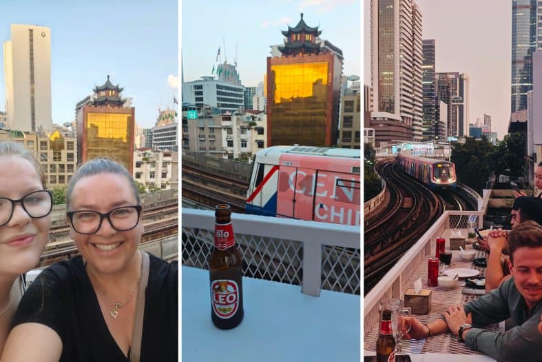 collage of images from Trok Silom Rooftop bar in Bangkok